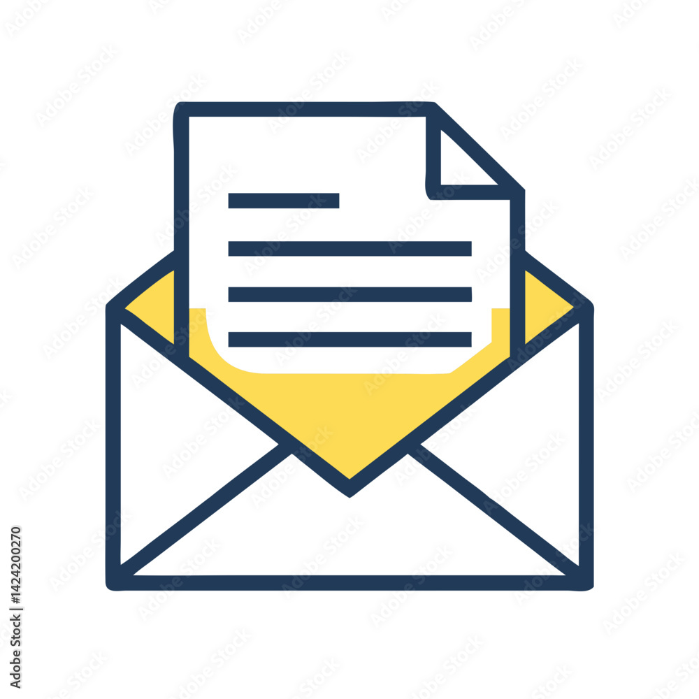 Poster email message with document icon representing digital communication and file sharing