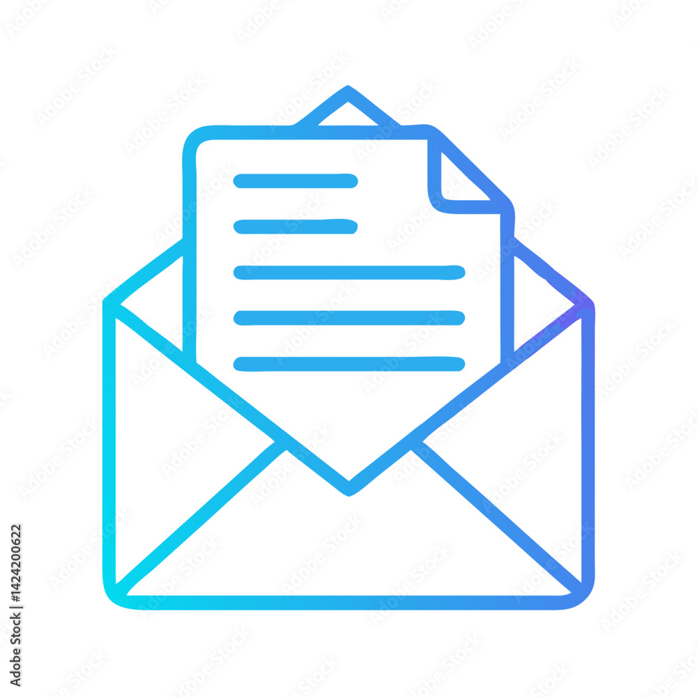 Poster envelope with document icon representing email and digital communication