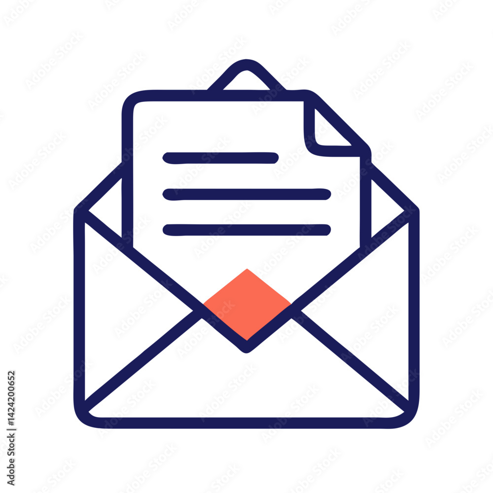 Aufkleber envelope with document icon representing email and digital communication