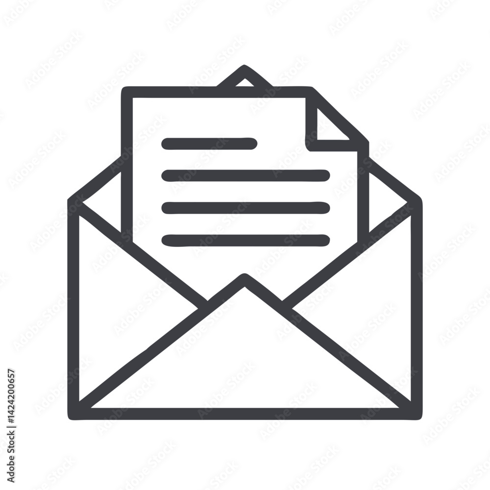 Poster envelope with document icon representing email and digital communication