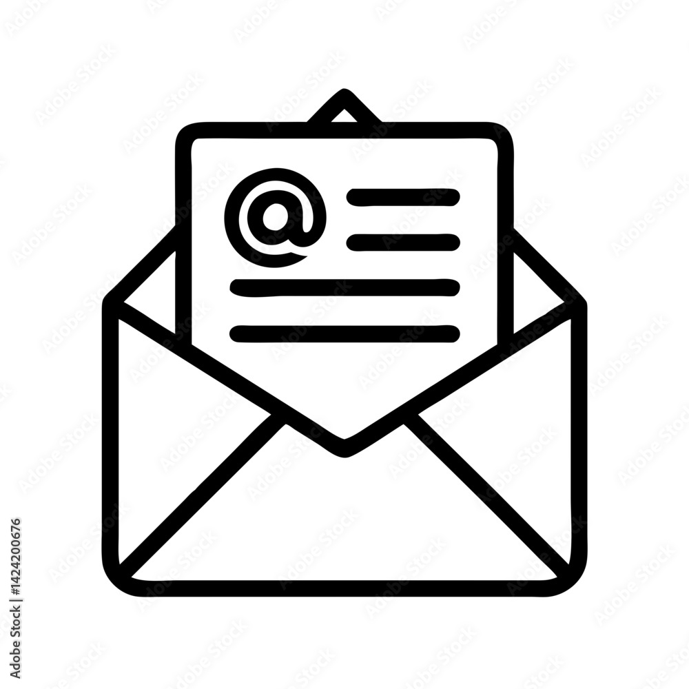 Poster envelope with document icon representing email and digital communication