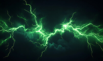Green lightning with dark background