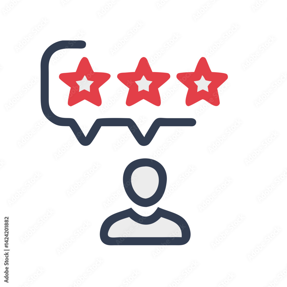 Poster five-star customer review icon representing high rating and customer satisfaction