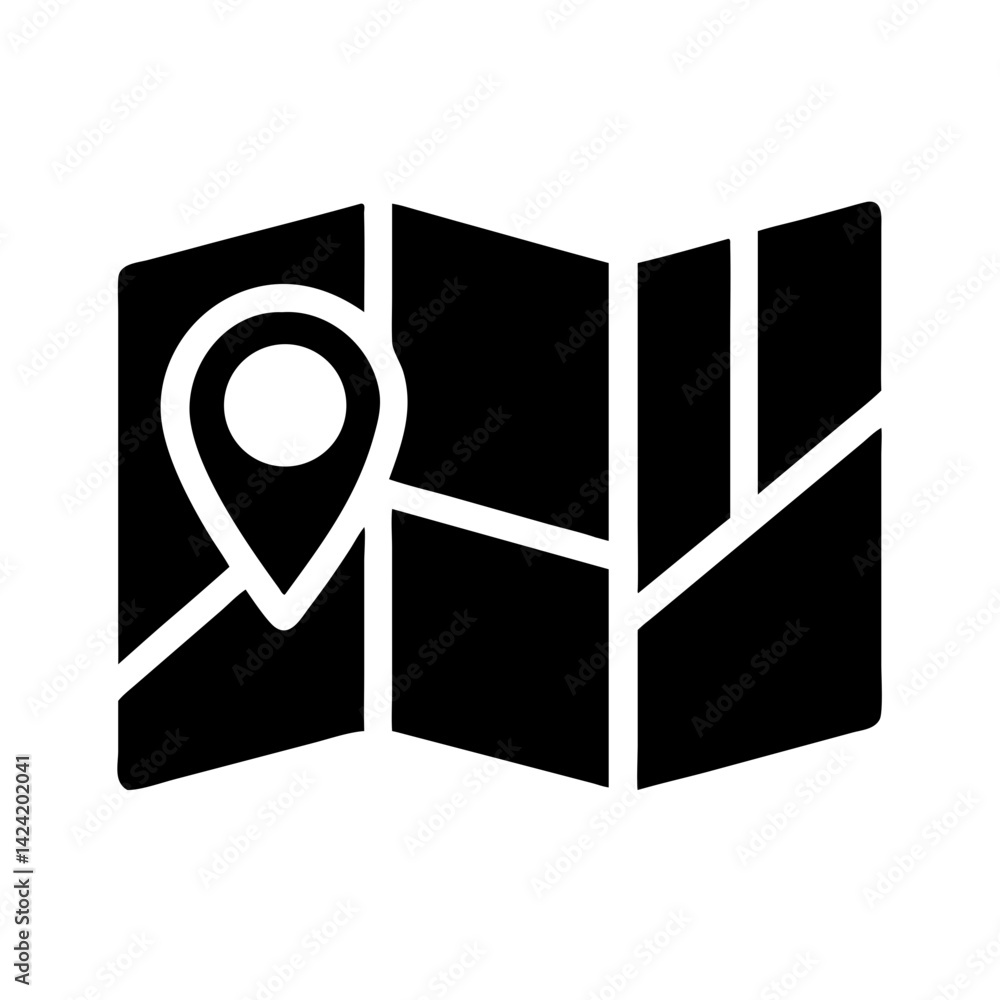 Aufkleber Folded Map Icon Representing Navigation and Location Guide