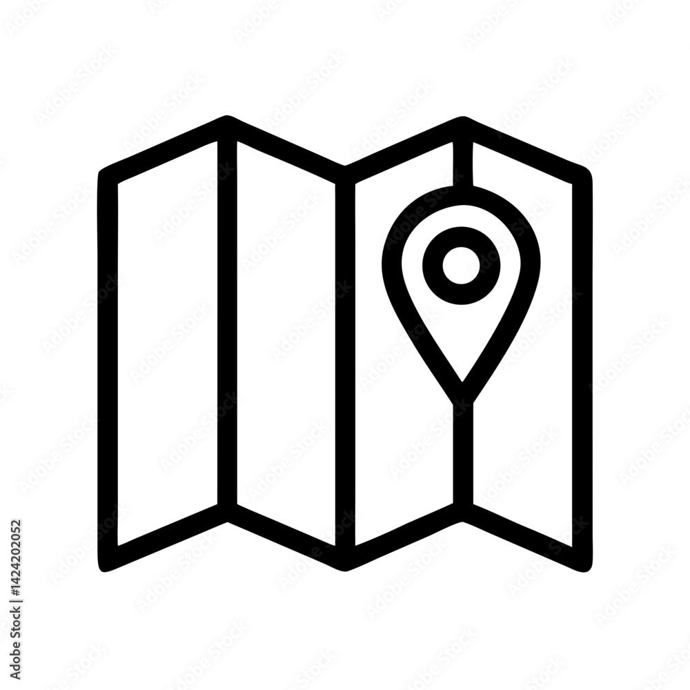 Aufkleber Folded Map Icon Representing Navigation and Location Guide