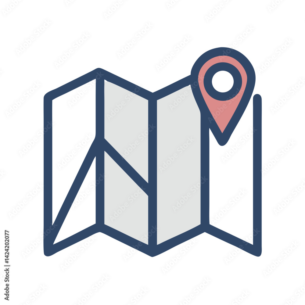 Aufkleber Folded Map Icon Representing Navigation and Location Guide