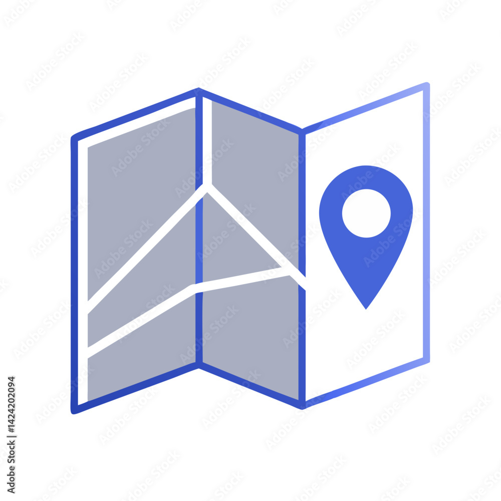 Aufkleber Folded Map Icon Representing Navigation and Location Guide