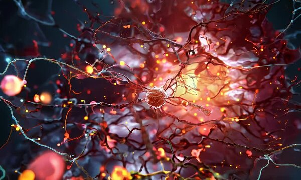 cancer cell growth under a microscope, abstract scientific visualization