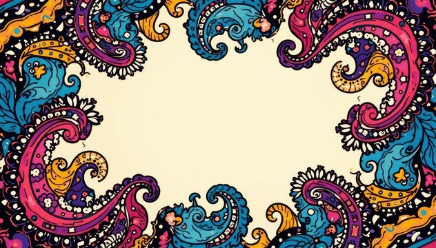 Bold, stylized paisley shapes in a contrasting color scheme , modern, contrast