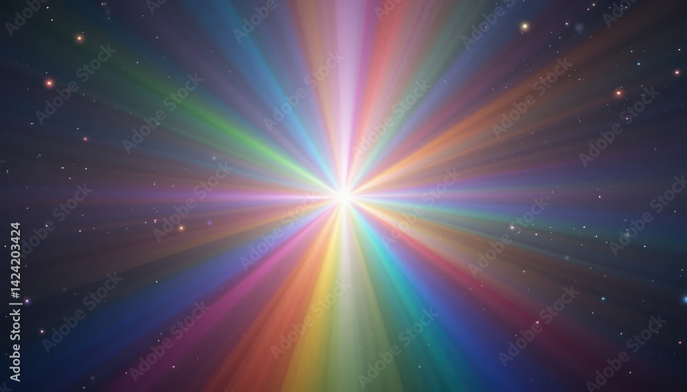 Poster radiant celestial explosion of color outer space digital art cosmic environment wide-angle view visu