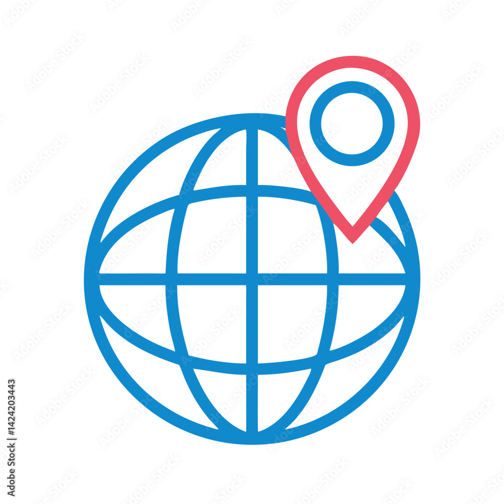 Leinwandbilder globe with location pin icon representing global navigation and destination