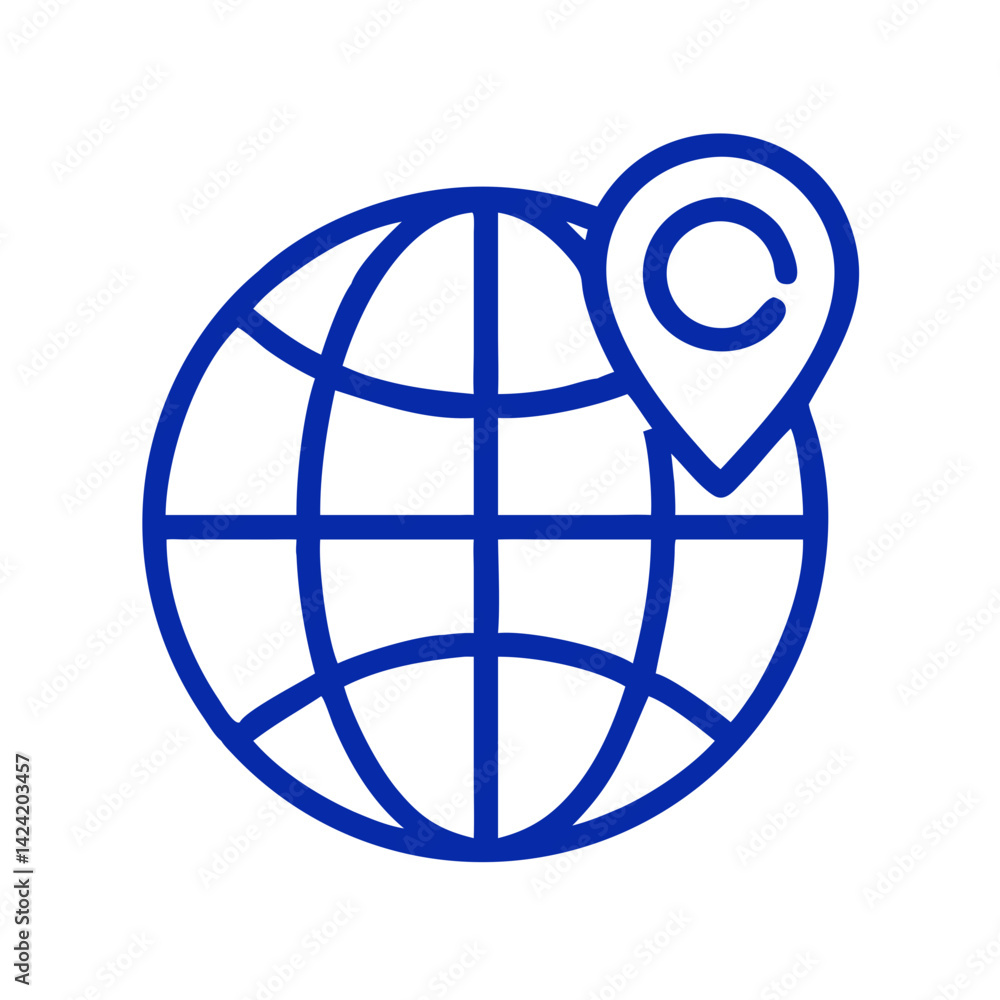 Leinwandbilder globe with location pin icon representing global navigation and destination