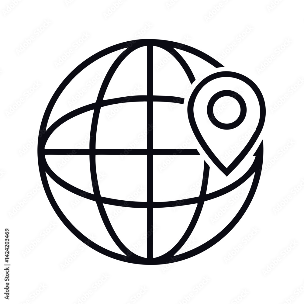 Leinwandbilder globe with location pin icon representing global navigation and destination