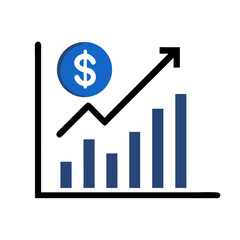 Growth Graph with Dollar Icon Representing Financial Growth and Investment