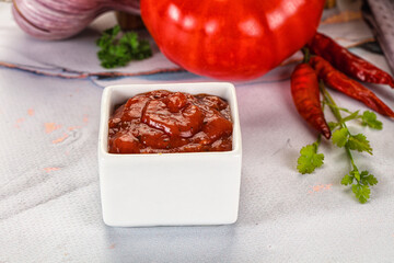 Salsa dip with chili and tomato