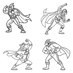 Bundle Cartoon  super man line art and illustrator eps 10