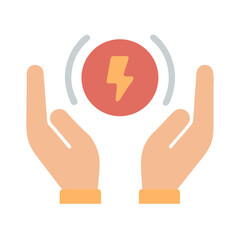 Obraz premium Hands Holding Charged Object Icon Representing Energy Transfer and Power