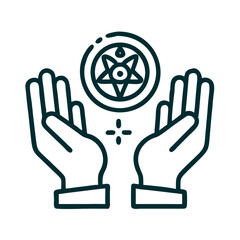 Hands Holding Magical Symbol Icon Representing Enchantment and Mystical Power