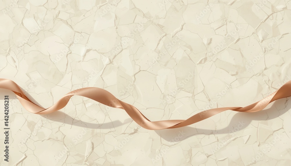 Poster elegant ribbon twists on textured background creative design minimalist style studio setting close-u