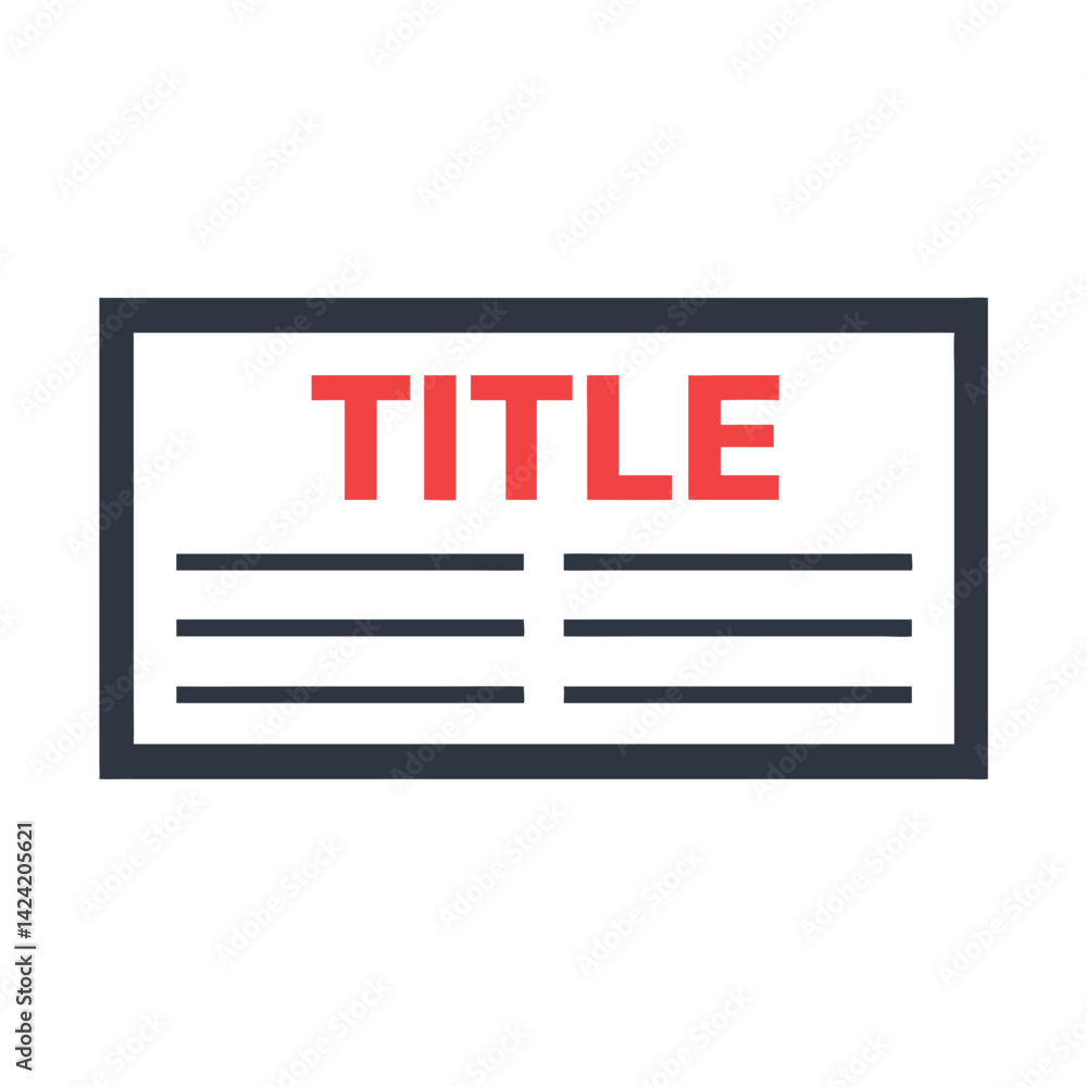 Poster headline title block icon representing news and article layout