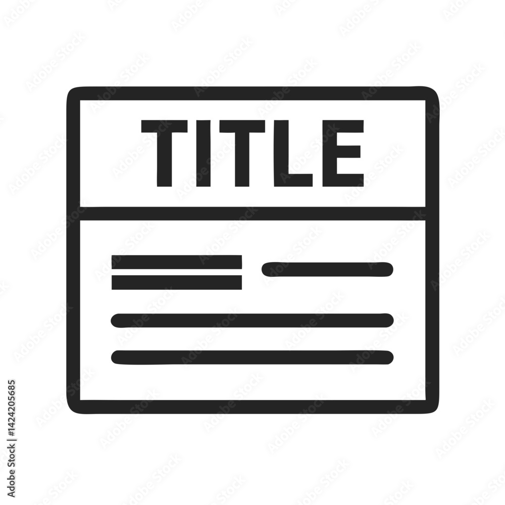 Poster headline title block icon representing news and article layout