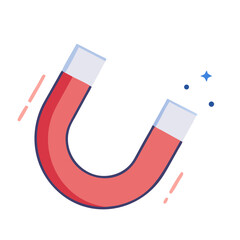 Horseshoe Magnet with Nail Icon Representing Magnetic Attraction and Force