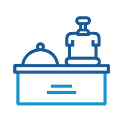 Obraz premium Hotel Reception Desk with Bell Icon Representing Check-In and Guest Services