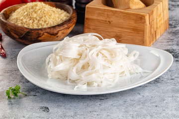 Boiled asian rice pho noodles