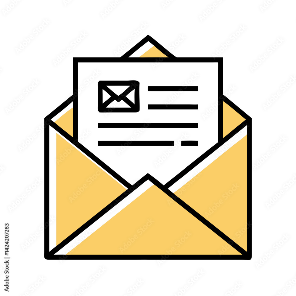 Poster invitation envelope with card icon representing event invitation and greeting