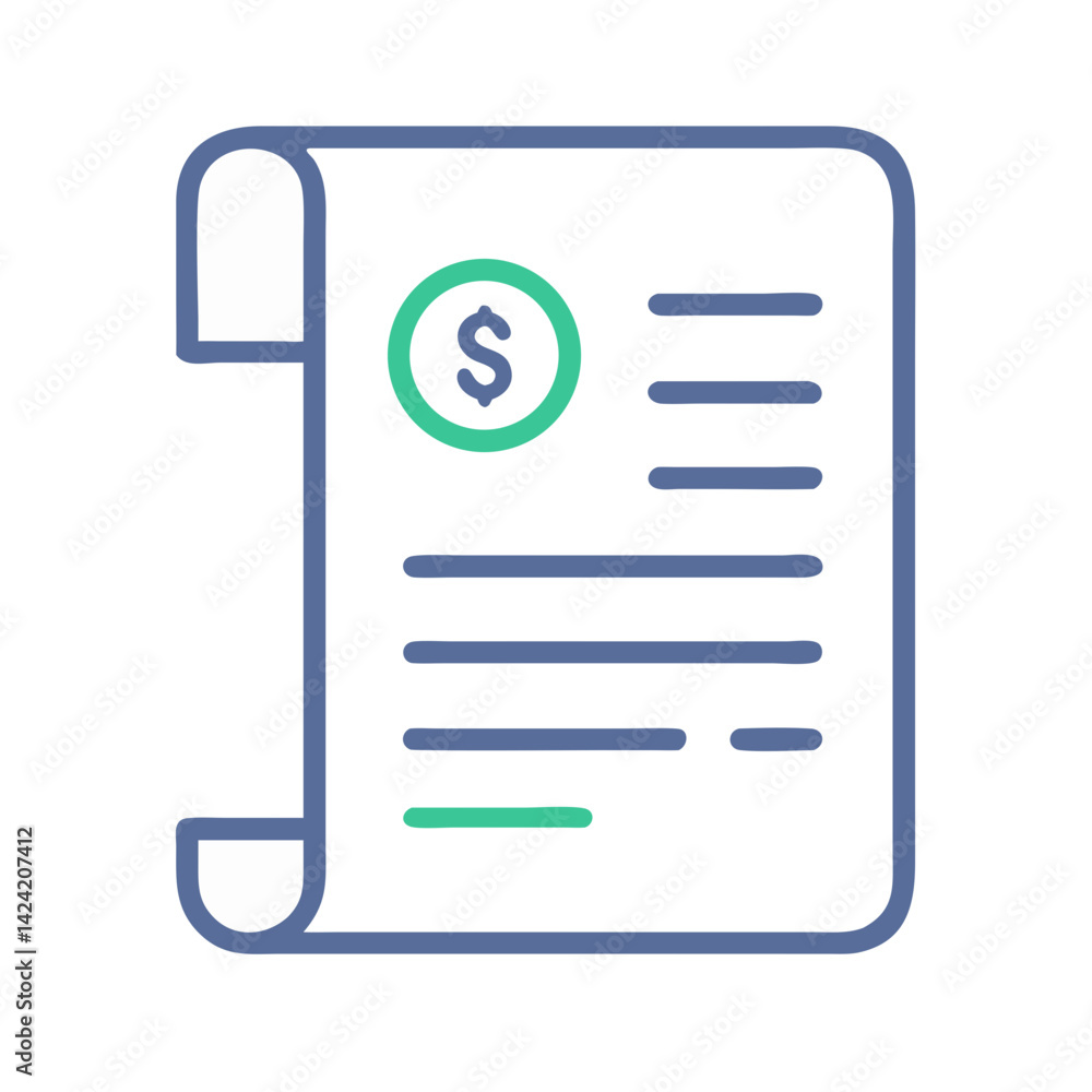 Poster invoice document icon representing billing statement and payment request