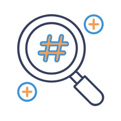 Fototapeta premium Keyword and Hashtag Research Icon Representing SEO and Social Media Strategy