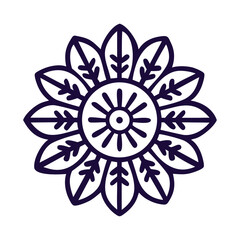 Indian Flower Radial Mandala Petal Ornament Symmetry Botanical Icon Vector
