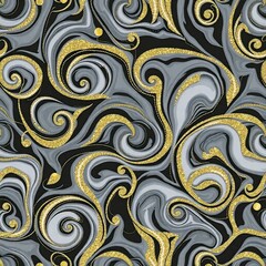 Golden Ink Flow Marble Design for Wall Prints