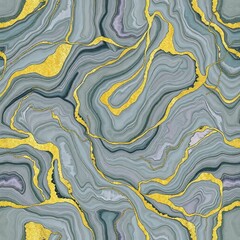 Realistic Ink Swirl Design in Marble Style for Art Prints