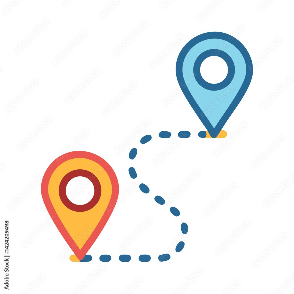 Aufkleber Location Path Icon Representing Travel Waypoints and Route Mapping