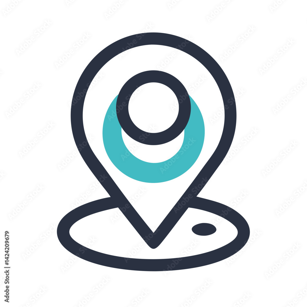 Aufkleber location pin icon representing travel destination and map navigation