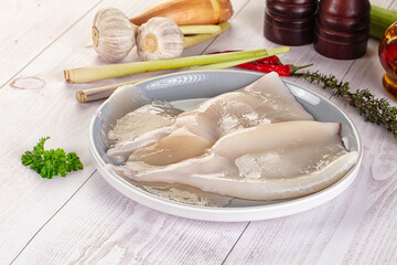 Raw calamari bodies for cooking