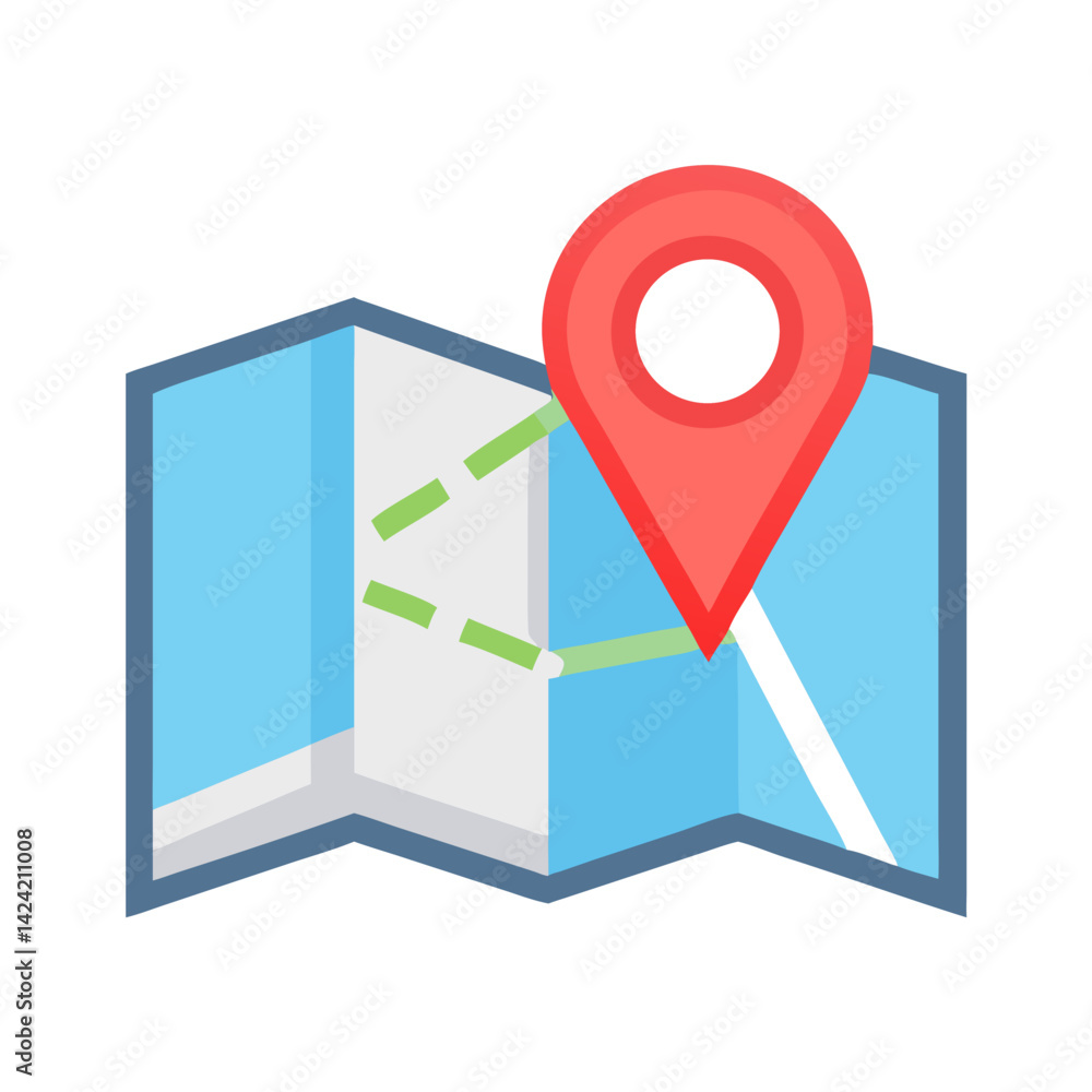 Aufkleber Map with Marker Icon Representing Location Tracking and Navigation