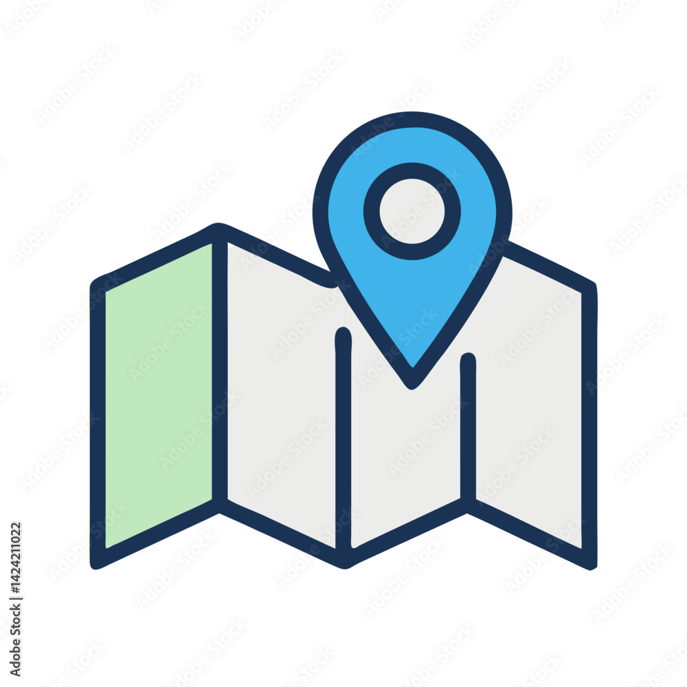 Aufkleber Map with Marker Icon Representing Location Tracking and Navigation