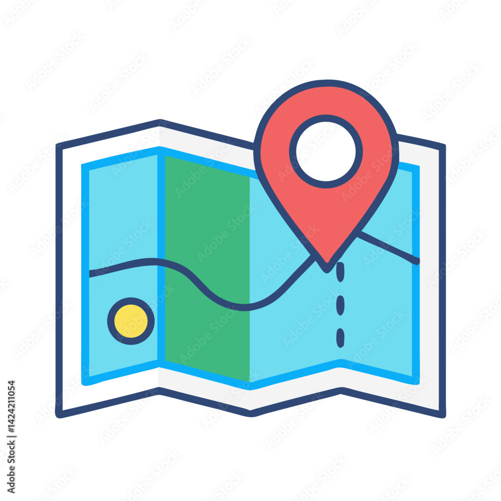 Aufkleber Map with Marker Icon Representing Location Tracking and Navigation