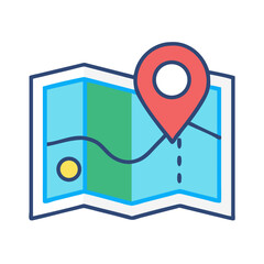 Fototapeta premium Map with Marker Icon Representing Location Tracking and Navigation
