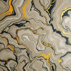 Golden Ink Flow Marble Design for Wall Prints