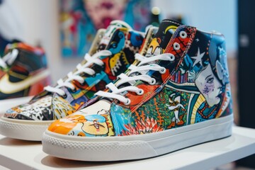 Custom Sneaker Design, Artists hand-painting and customizing sneakers with unique designs