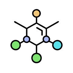 Molecule Model Diagram Icon Representing Chemical Structure and Scientific Research