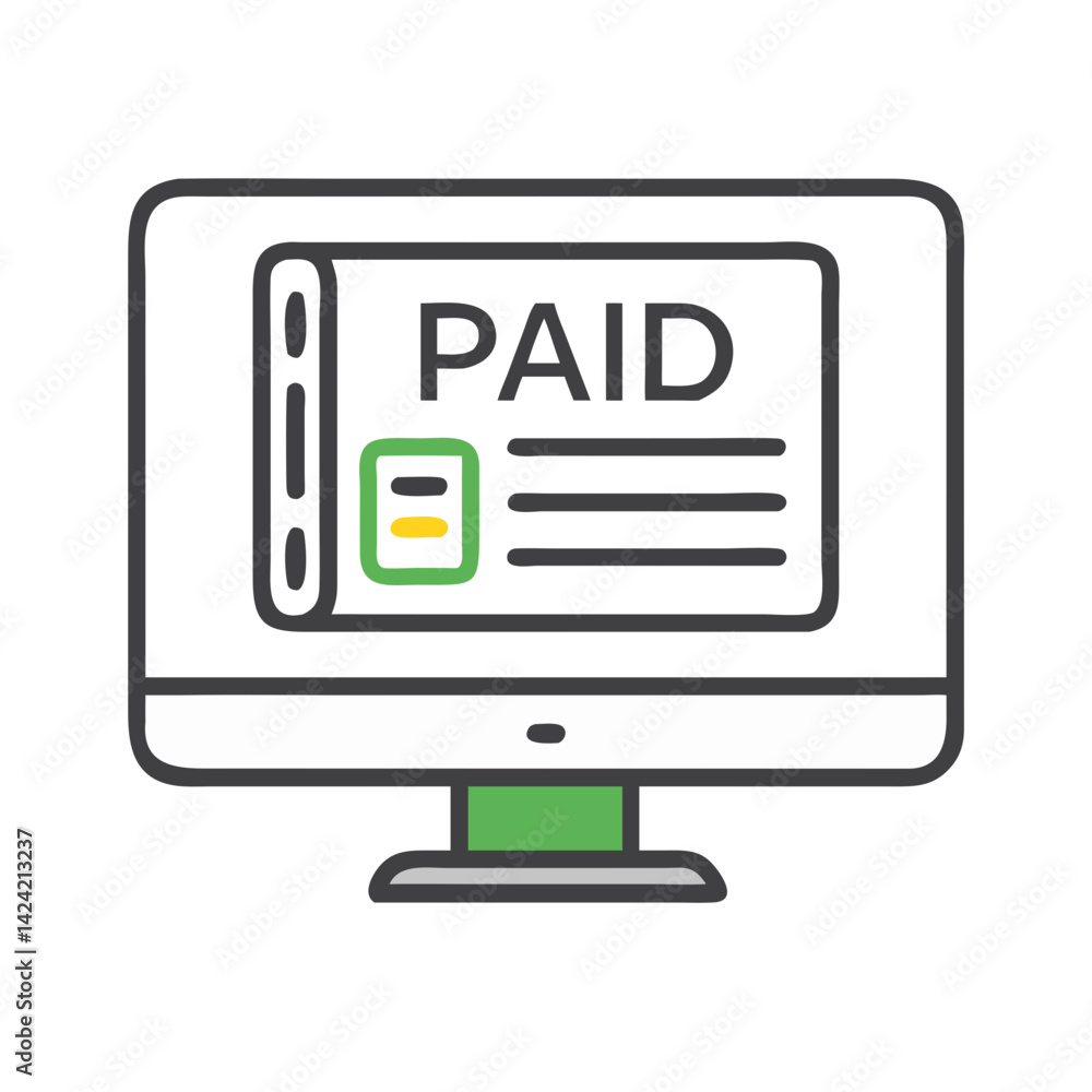 Poster monitor with invoice icon representing paid marketing and billing management