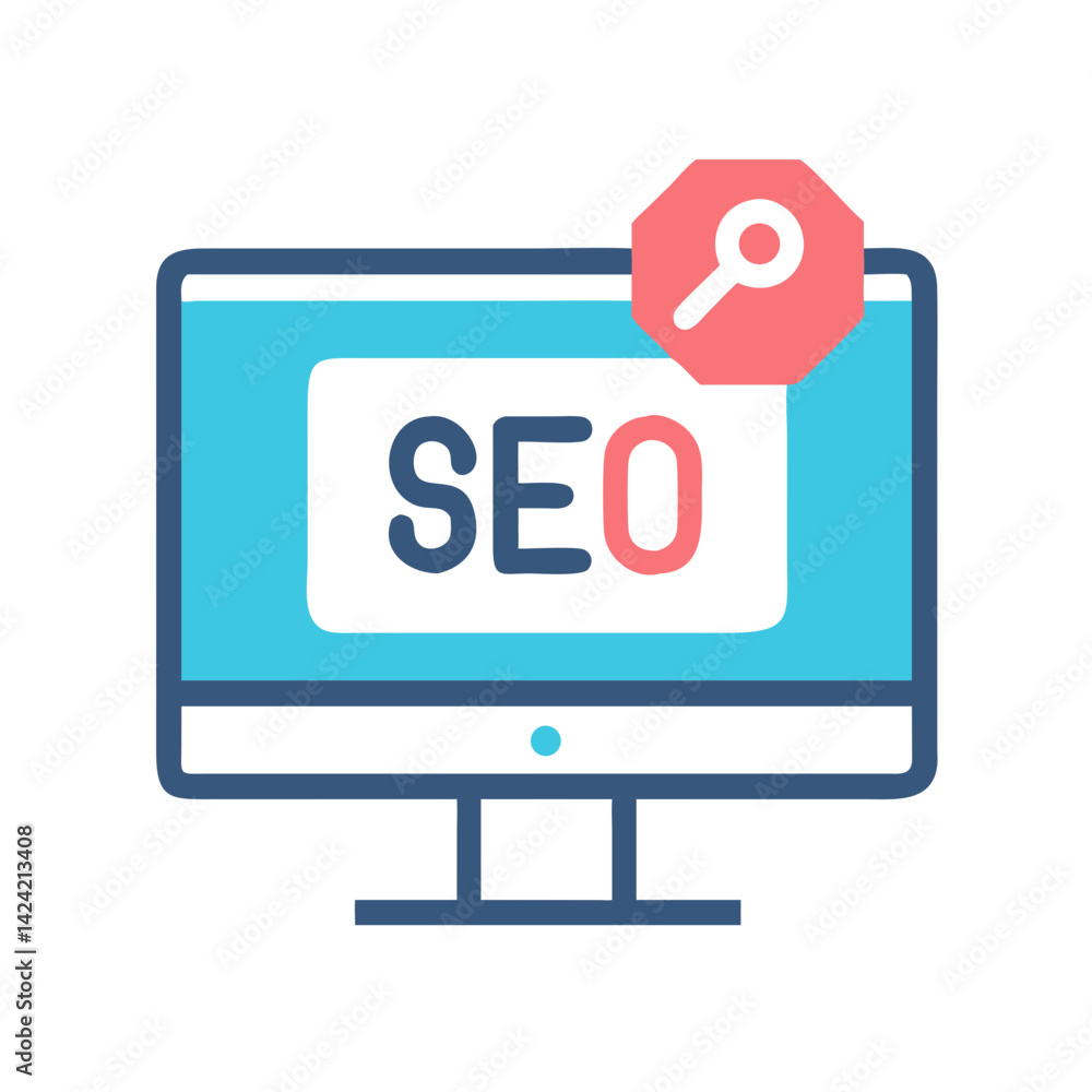 Poster monitor with seo tag icon representing search engine optimization and digital marketing