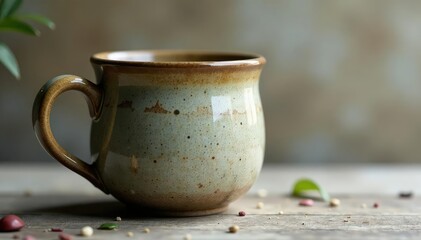 Large capacity stoneware mug, textured surface , capacity, kitchen, isolated