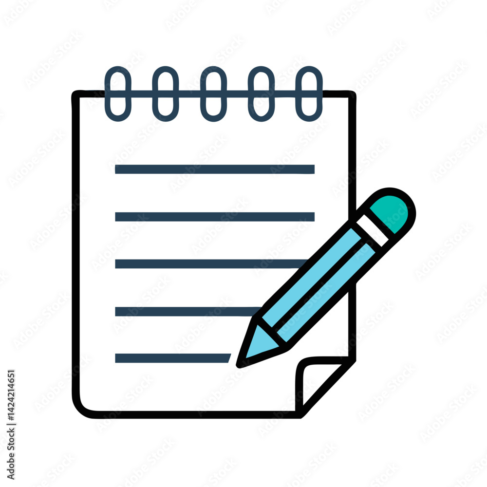 Leinwandbilder notepad with paper and pencil icon representing note taking and writing tasks