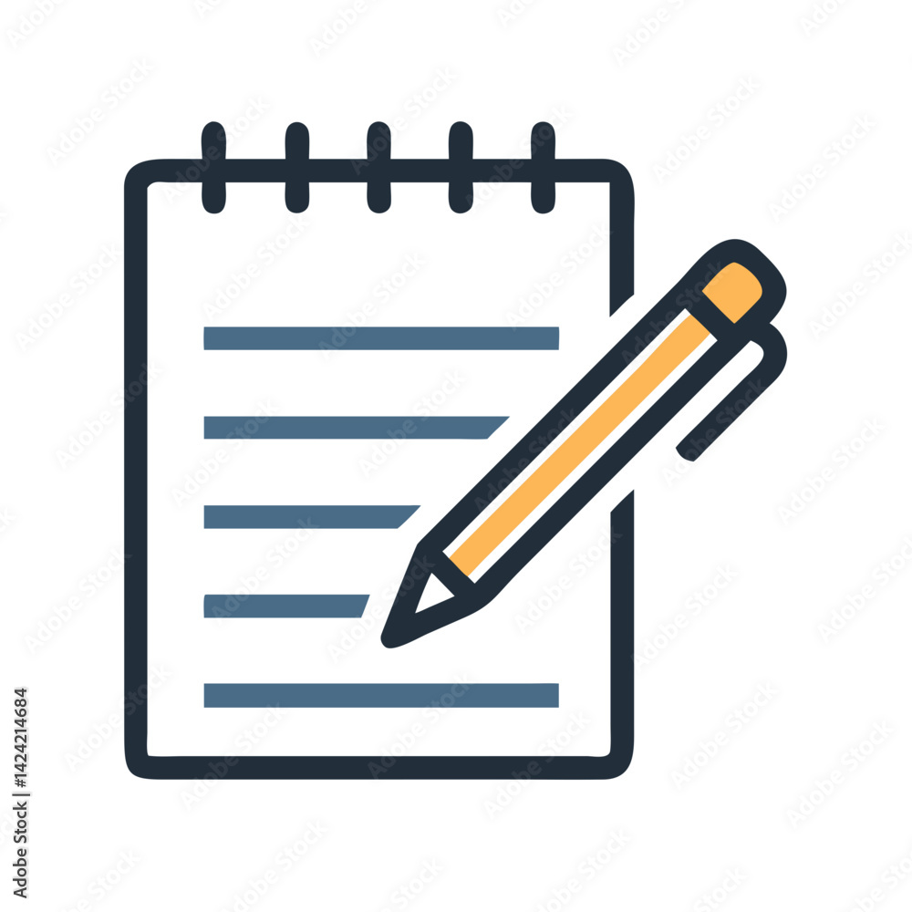 Leinwandbilder notepad with paper and pencil icon representing note taking and writing tasks