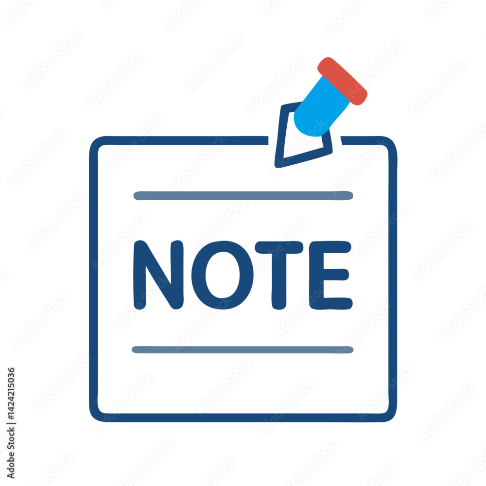 Poster note with pushpin icon representing reminder and pinned information